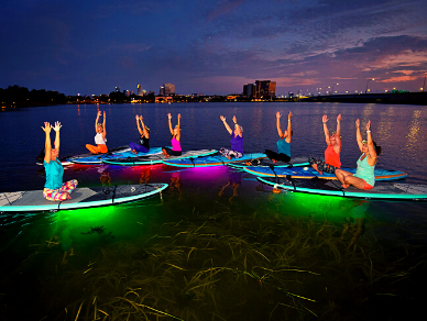 Private Nighttime Yoga on Neon Glow Paddleboards
