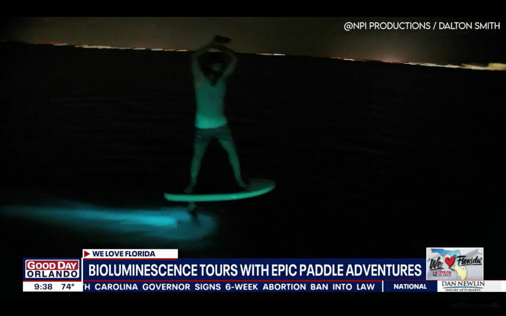 Night paddleboarding with Bioluminescence.